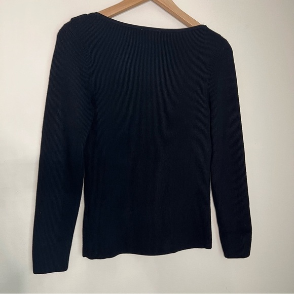 CLAUDIE PIERLOT BLACK RIBBED BOW SHOULDER JUMPER SIZE 2 - Picture 7 of 9